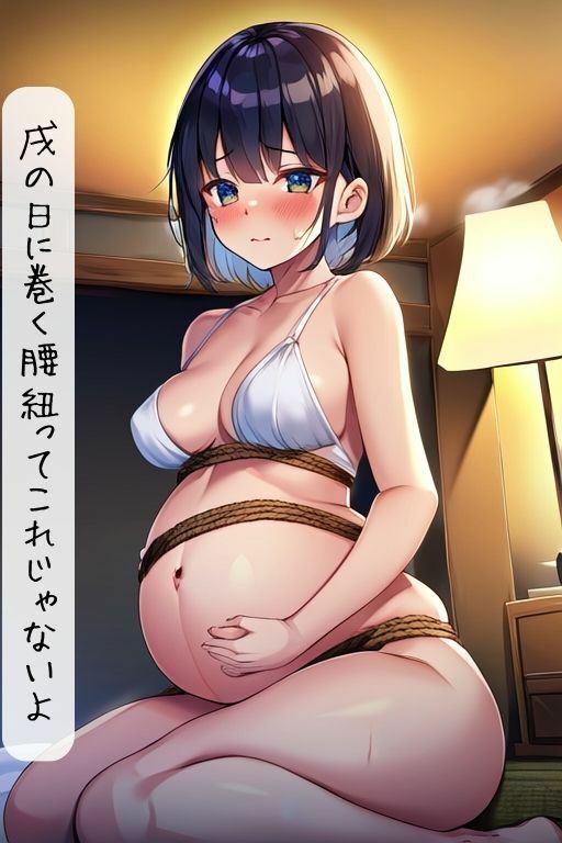 かわいい臨月の美人妊婦を緊縛してみたイラスト集【セリフ付き】・美女・中出し・ボテ腹・調教・拘束