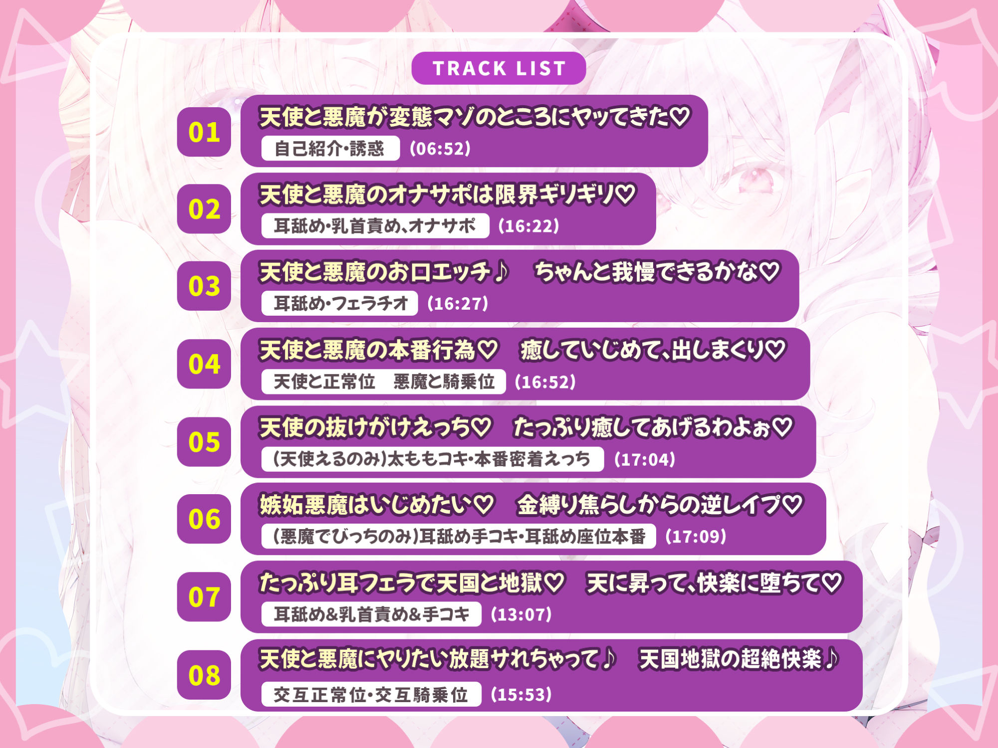 【耳フェラ】ひたすら耳舐め天使と悪魔 〜超密着で挟まれながら両耳攻めで安眠天国orイキ地獄？〜【KU100】