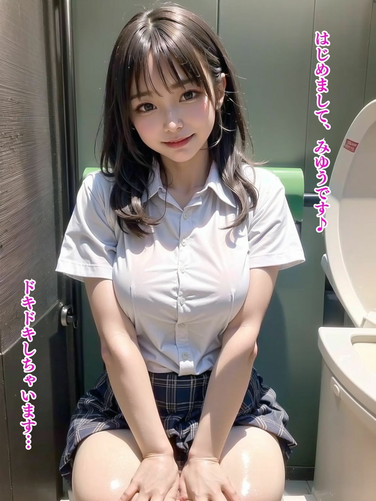 性処理専用の公衆トイレに集まる制服少女たち（セリフ付き！）