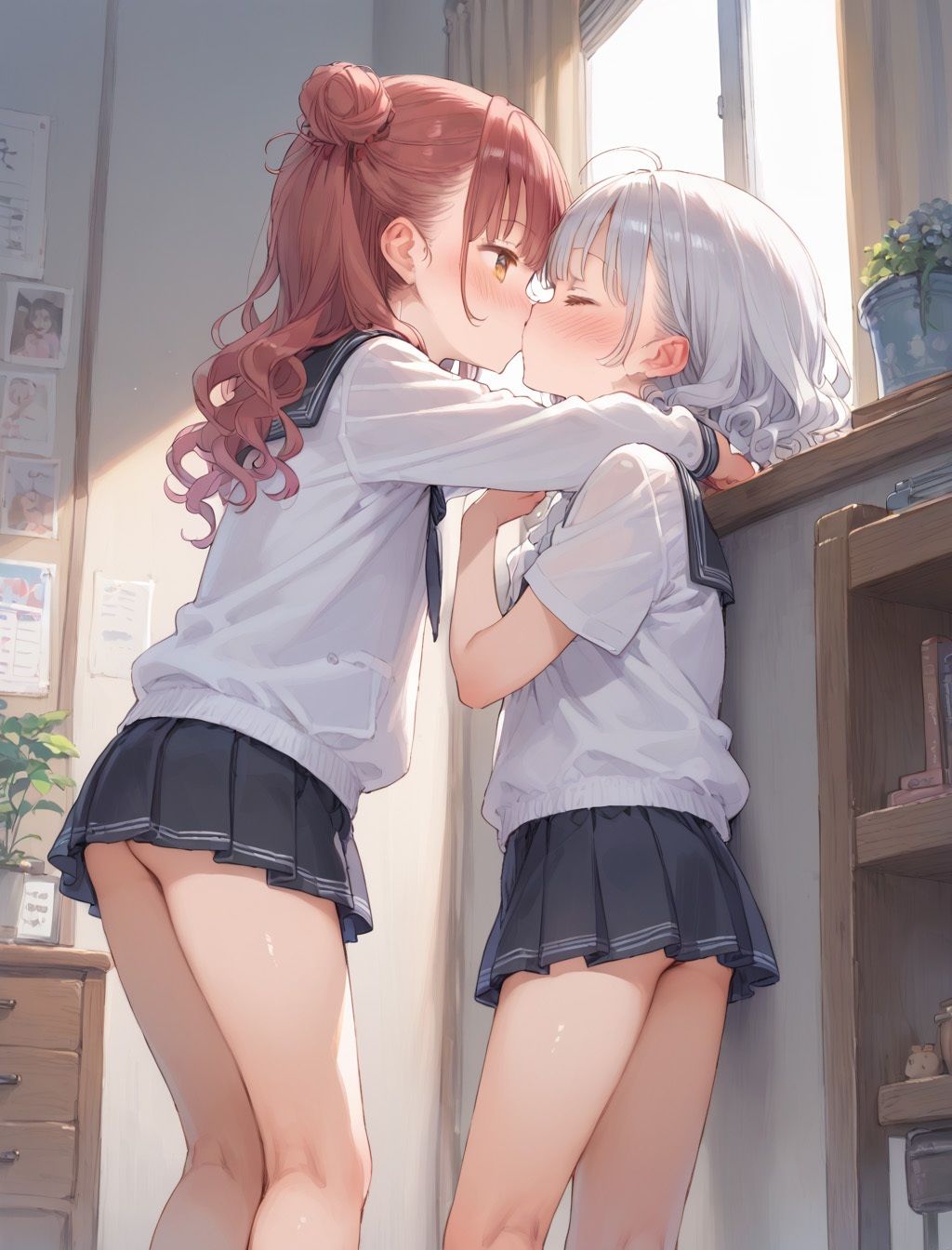 キスする二人